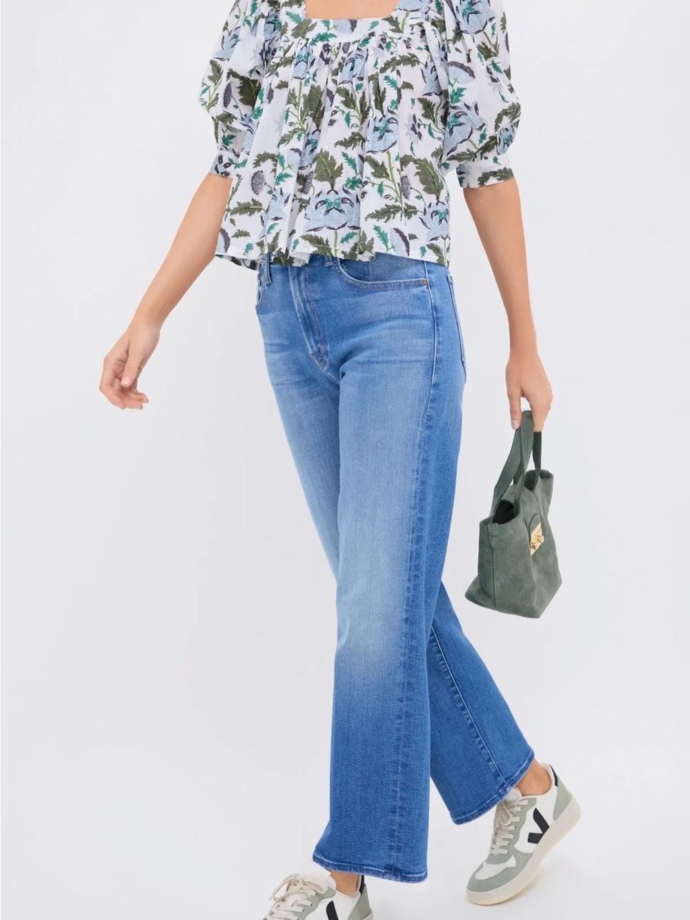 MOTHER RAMBLER ZIP Flood jeans in read between the lines wash size 30 NWT